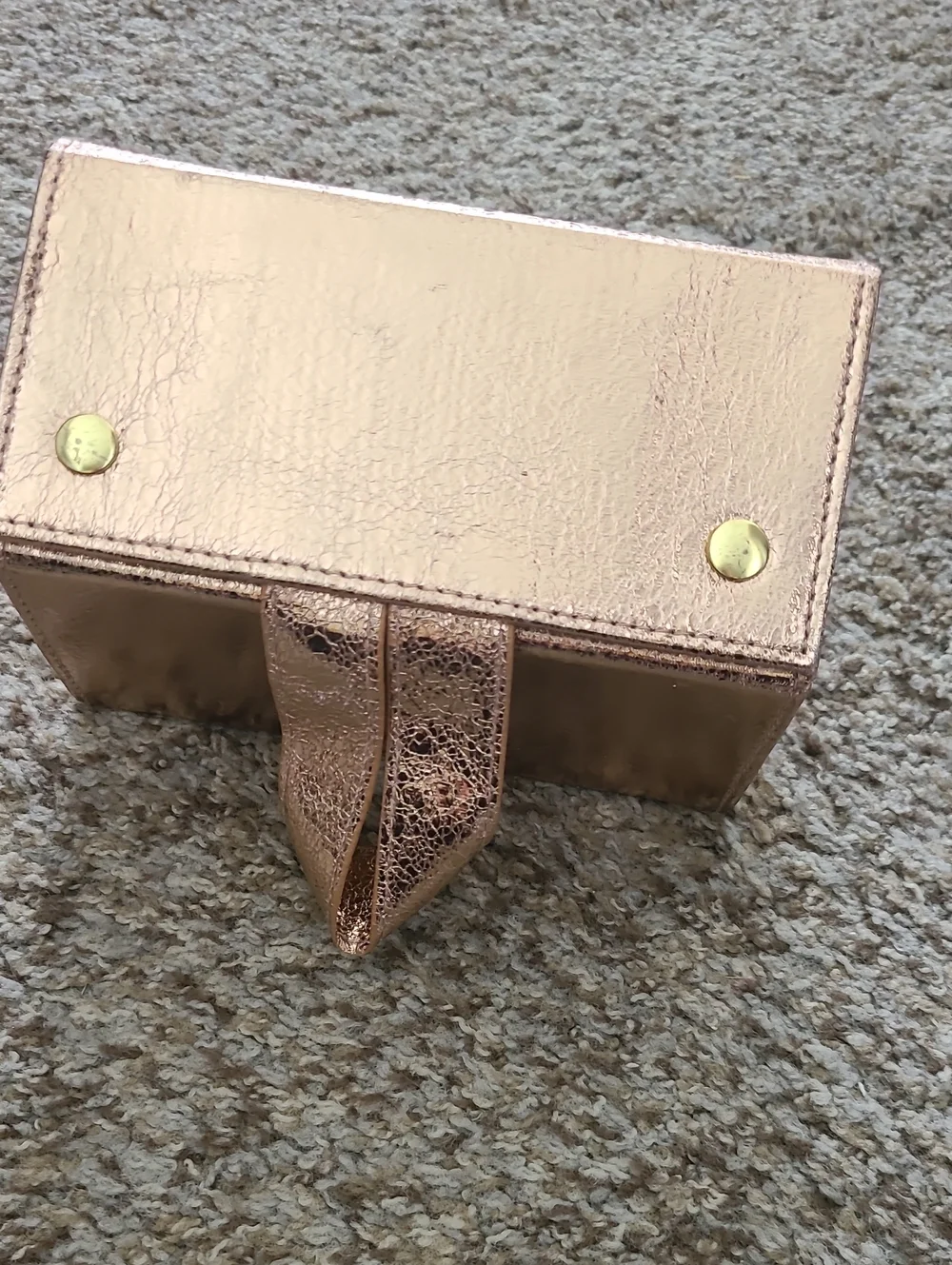 Nordstrom Cream and Rose Gold Foldable Hexagon Jewelry Case